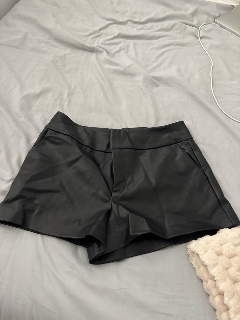 Zara Black Faux Leather Shorts